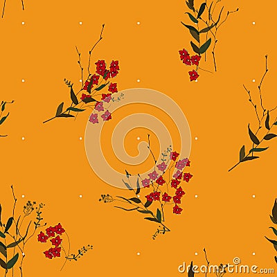 Vintage background. Wallpaper. Blooming realistic isolated flowers. Hand drawn. Vector illustration.Blossom floral seamless Vector Illustration