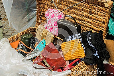 Vintage Bags Handle Shopping Illustartion Female Stock Photo