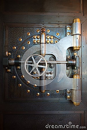 Vintage Bank Vault Door Safe Stock Photo