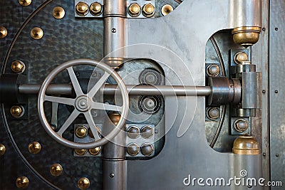 Vintage Bank Vault Safe Industrial Background Stock Photo