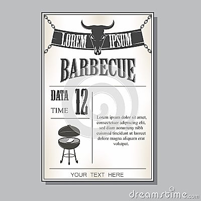 Vintage barbecue invitation Stock Photo