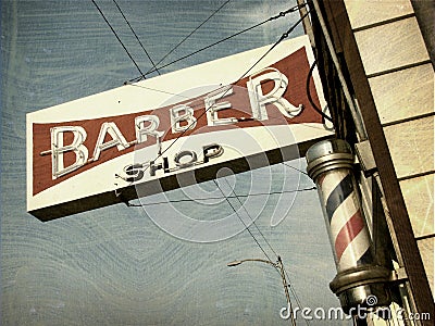 Vintage barber shop sign Stock Photo