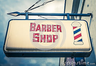 Vintage Barber Shop Sign Stock Photo