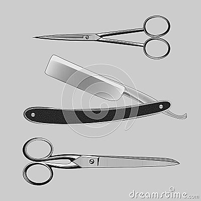 Vintage barbershop elements. Vector Illustration