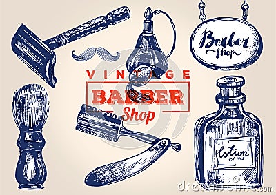 Vintage barbershop elements. Set 2 Vector Illustration