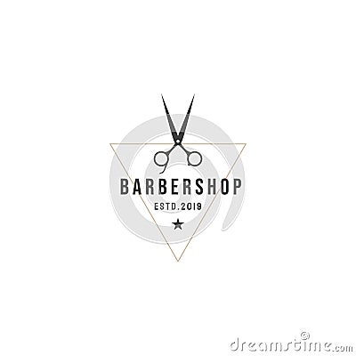 Vintage barbershop labels. Templates for the design of logos and emblems Vector Illustration