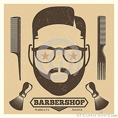 Vintage barbershop poster template. Fashion hipster print Vector Illustration