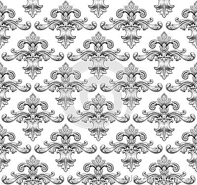 Vintage baroque damask seamless pattern vector Vector Illustration