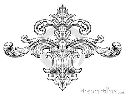 Vintage baroque frame scroll ornament vector Vector Illustration