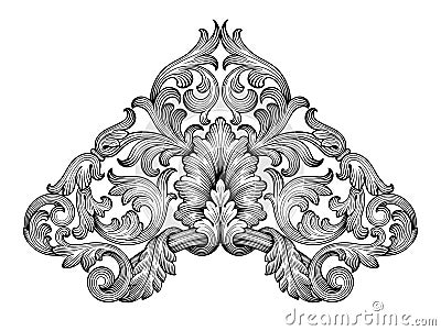 Vintage baroque frame scroll ornament vector Vector Illustration