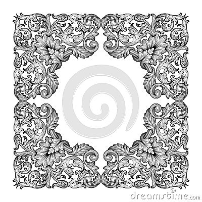 Vintage baroque frame scroll ornament vector Vector Illustration