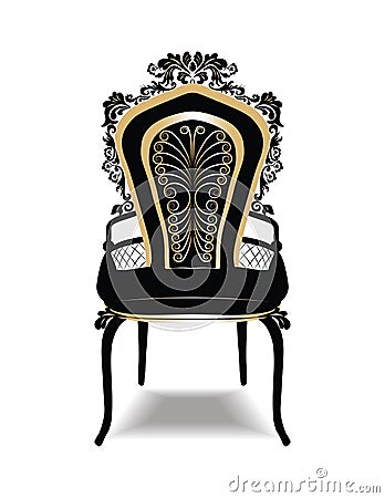 Vintage Baroque Golden Chair Furniture Vector Illustration