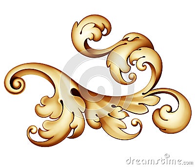 Vintage Baroque golden scroll ornament Stock Photo