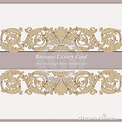 Vintage Baroque Invitation card Imperial style. Vector decor background. Luxury golden ornament. Royal Victorian floral Vector Illustration