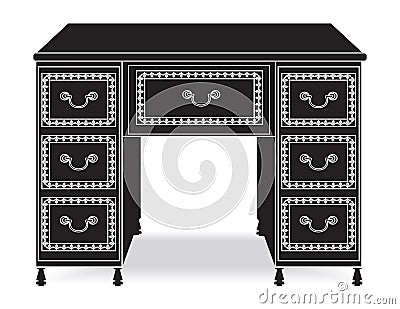 Vintage Baroque Rich Commode Dressing table Vector Illustration