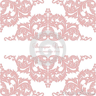 Vintage Baroque Rococo ornament card Vector Illustration