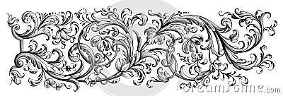 Vintage Baroque Victorian frame border floral ornament scroll engraved retro pattern tattoo calligraphic vector heraldic Vector Illustration