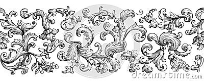 Vintage Baroque Victorian frame border monogram floral ornament scroll engraved retro pattern tattoo calligraphic vector heraldic Vector Illustration