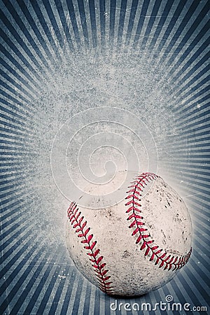 Vintage baseball and blue background Stock Photo