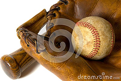 Vintage Baseball Equipment Stock Photo