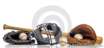 A group of Vintage Baseball equipment Stock Photo