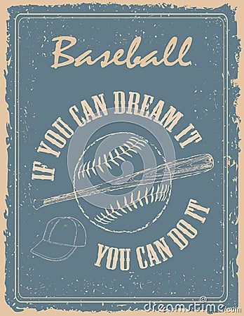Vintage baseball poster Vector Illustration