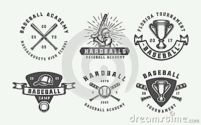 Vintage baseball sport logos, emblems, badges, marks, labels. Vector Illustration