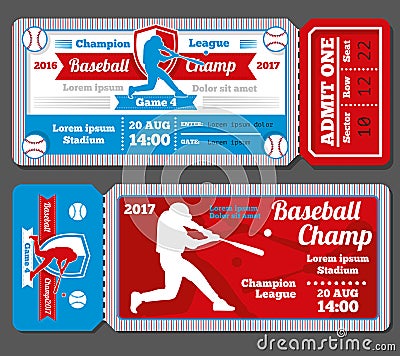 Vintage baseball, sports vector tickets set Vector Illustration