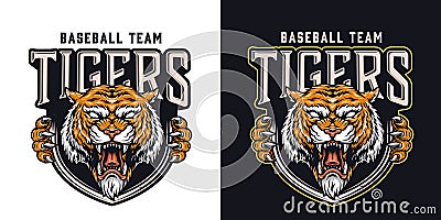 Vintage baseball team colorful logo Vector Illustration