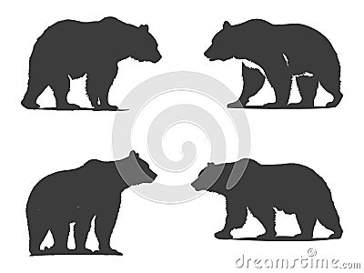 Vintage bear Vector art logo-style wildlife concept. Vector Illustration