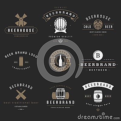 Vintage beer brewery logos, emblems, labels Vector Illustration