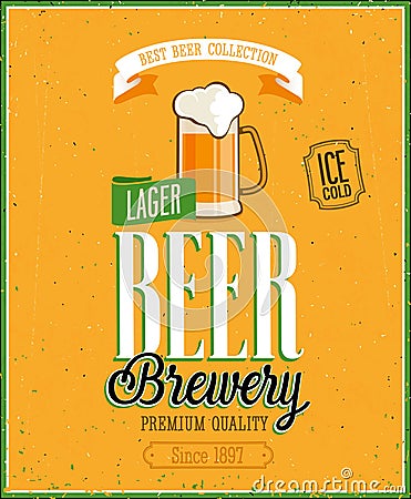 Vintage Beer Brewery Poster. Vector Illustration