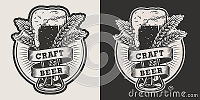 Vintage beer monochrome logo Vector Illustration