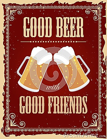 Vintage beer poster Vector Illustration