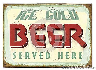 Vintage Beer Tin Sign Poster Stock Photo