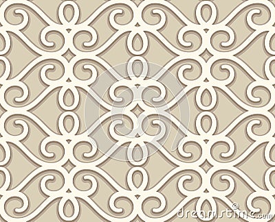 Vintage beige lace texture, swirly seamless pattern Vector Illustration