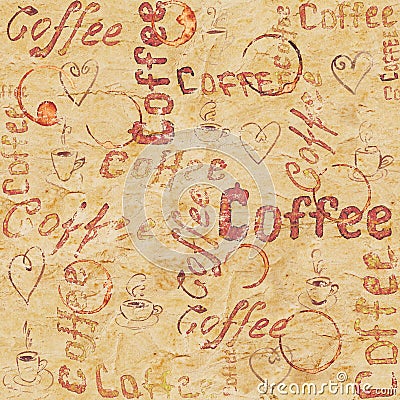 Vintage beige seamless coffee pattern Stock Photo