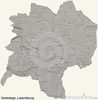 Vintage beige topographic map of Dudelange, Luxembourg Vector Illustration