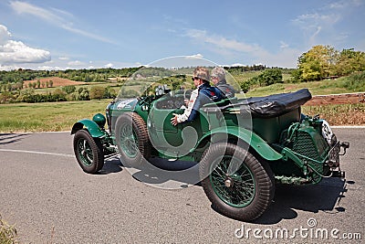 vintage Bentley 6 1 2 litre Tourer (1927) in classic car race Mille Miglia Editorial Stock Photo