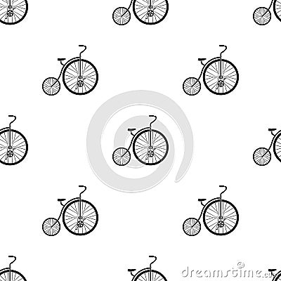 Vintage bicycle. The first bicycle. Huge and small wheel.Different Bicycle single icon in black style vector symbol Vector Illustration