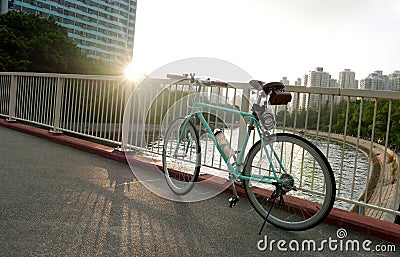 Vintage bicycle in Hong Kong residential district Stock Photo