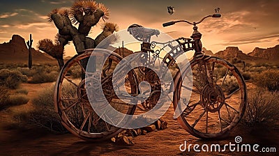 Vintage Bicycle Surrealism, Made with Generative AI Stock Photo