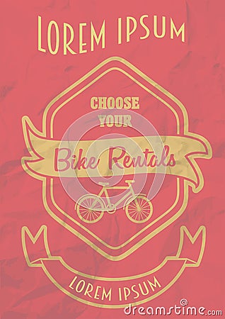 Vintage bicycles rent poster design Vector Illustration