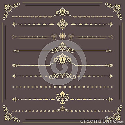 Vintage Big Set of Horizonyal Patterns. Collection of Graphics Stock Photo