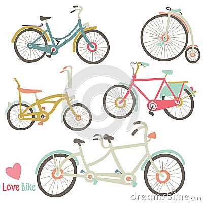 Vintage Bike Collection Vector Illustration