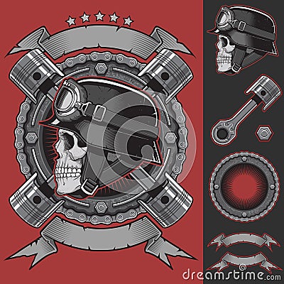 Vintage biker Emblem Design Elements Vector Illustration