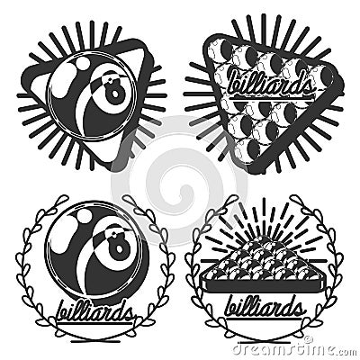 Vintage billiard emblems Vector Illustration