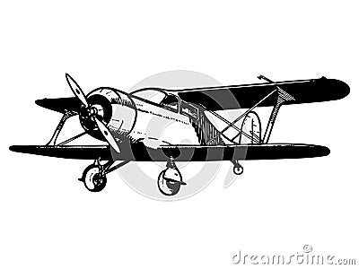 Vintage biplane aircraft Vector Illustration