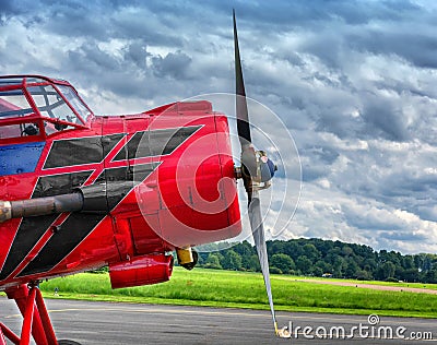 Old biplane propeller aircraft Editorial Stock Photo