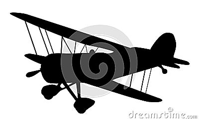 Vintage biplane silhouette Vector Illustration